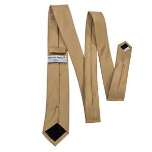 Vesuvio Napoli Mens Gold Solid Classic Necktie 100% Polyester Satin Finish 60in
